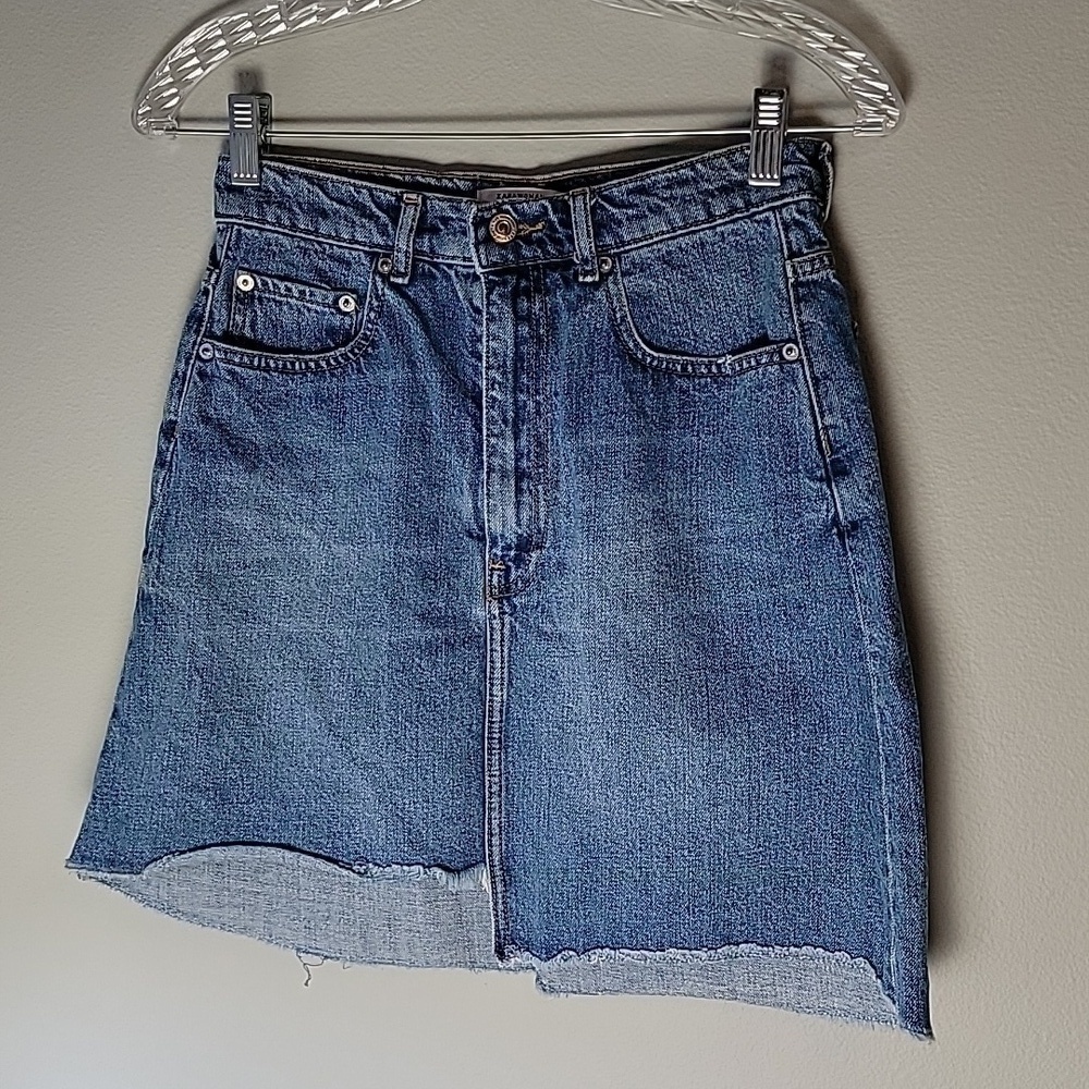 Zara A-line asymmetrical denim skirt